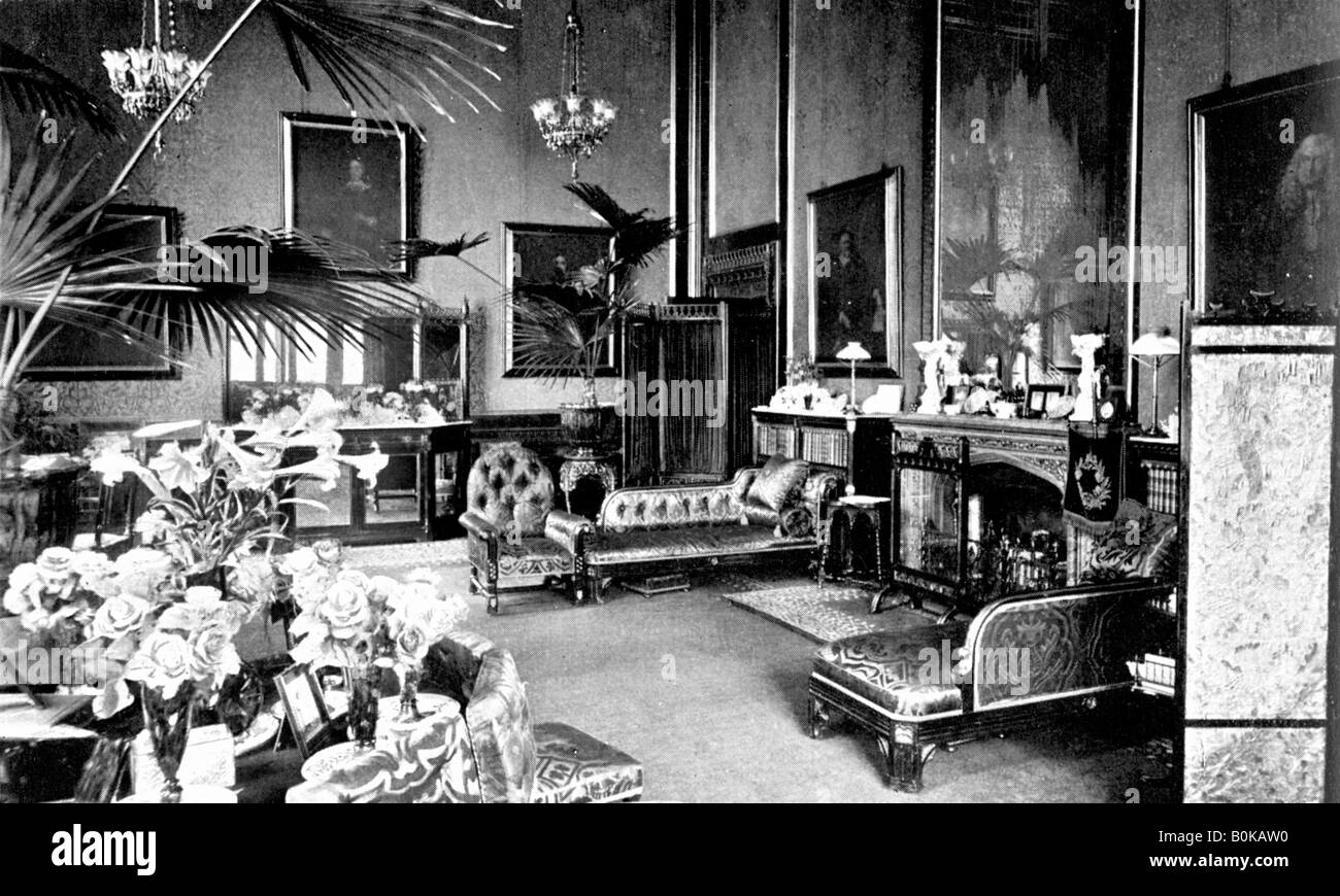 La sala de dibujo de color rojo en el Speaker's House, el Palacio de