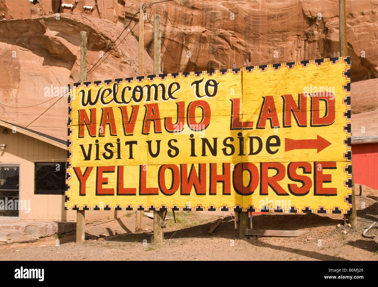 Bienvenido a Navajo Land Sign New México USA Foto de stock