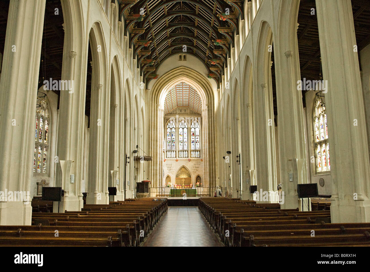 Interior de St James / St Edmunsbury Catedral de Bury St Edmunds, Suffolk, Reino Unido Foto de stock