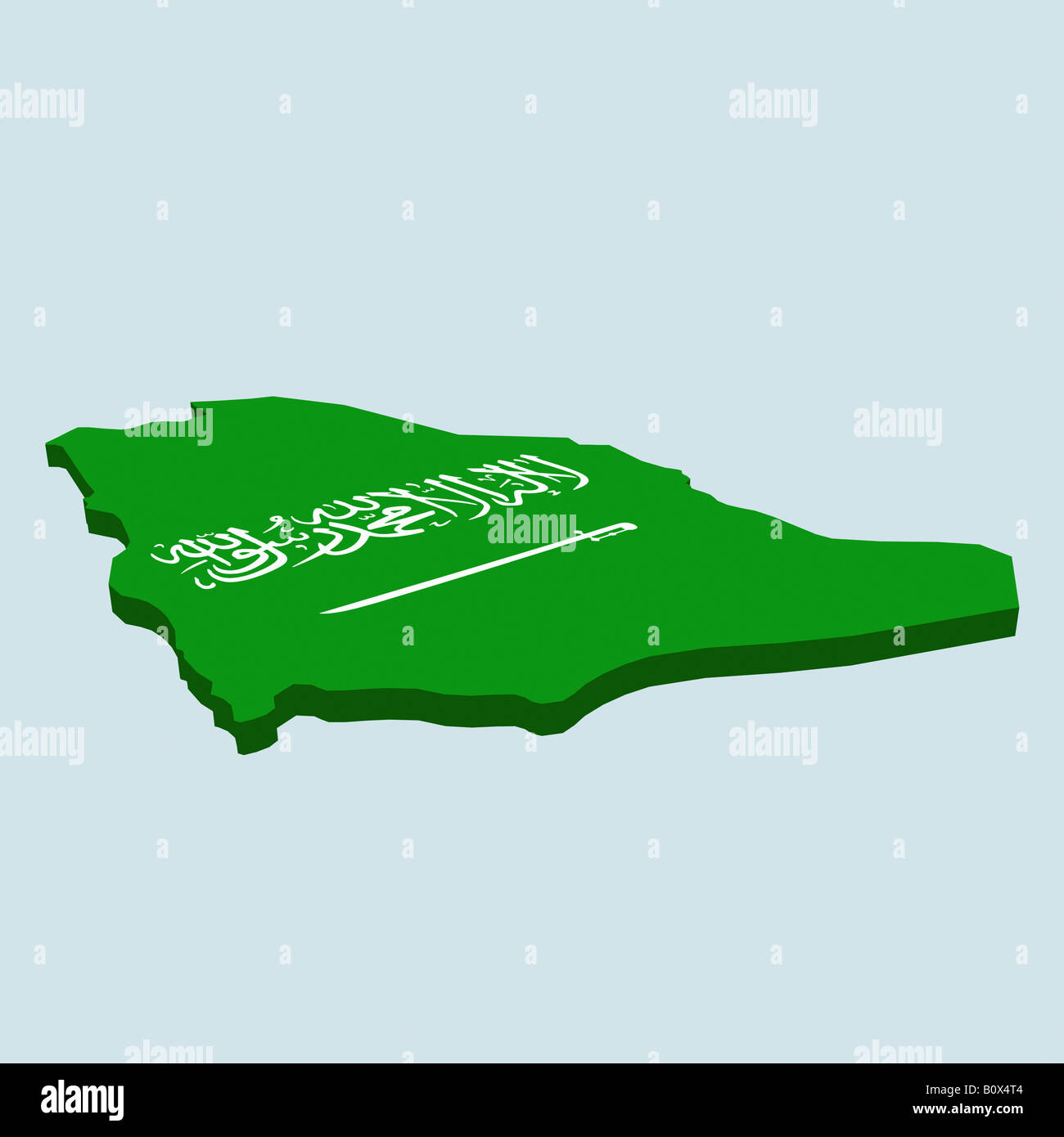 La bandera de Arabia Saudí en forma de Arabia Saudita Foto de stock