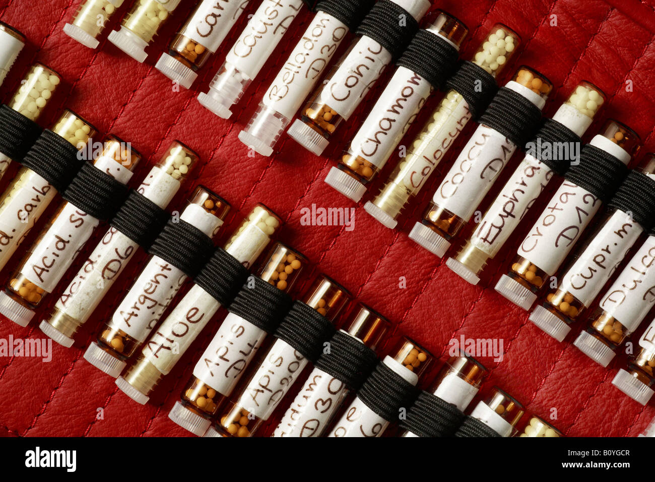 La Homeopatía, glóbulos, cerrar Foto de stock