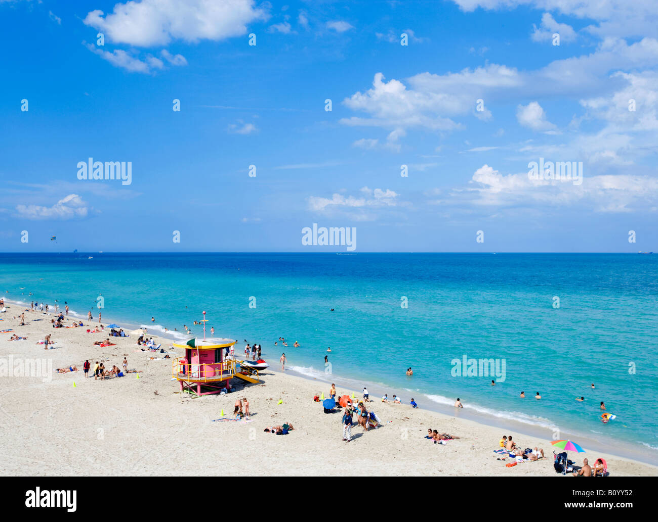 Descripción general de South Beach en Miami Beach, Florida, EE.UU. Foto de stock