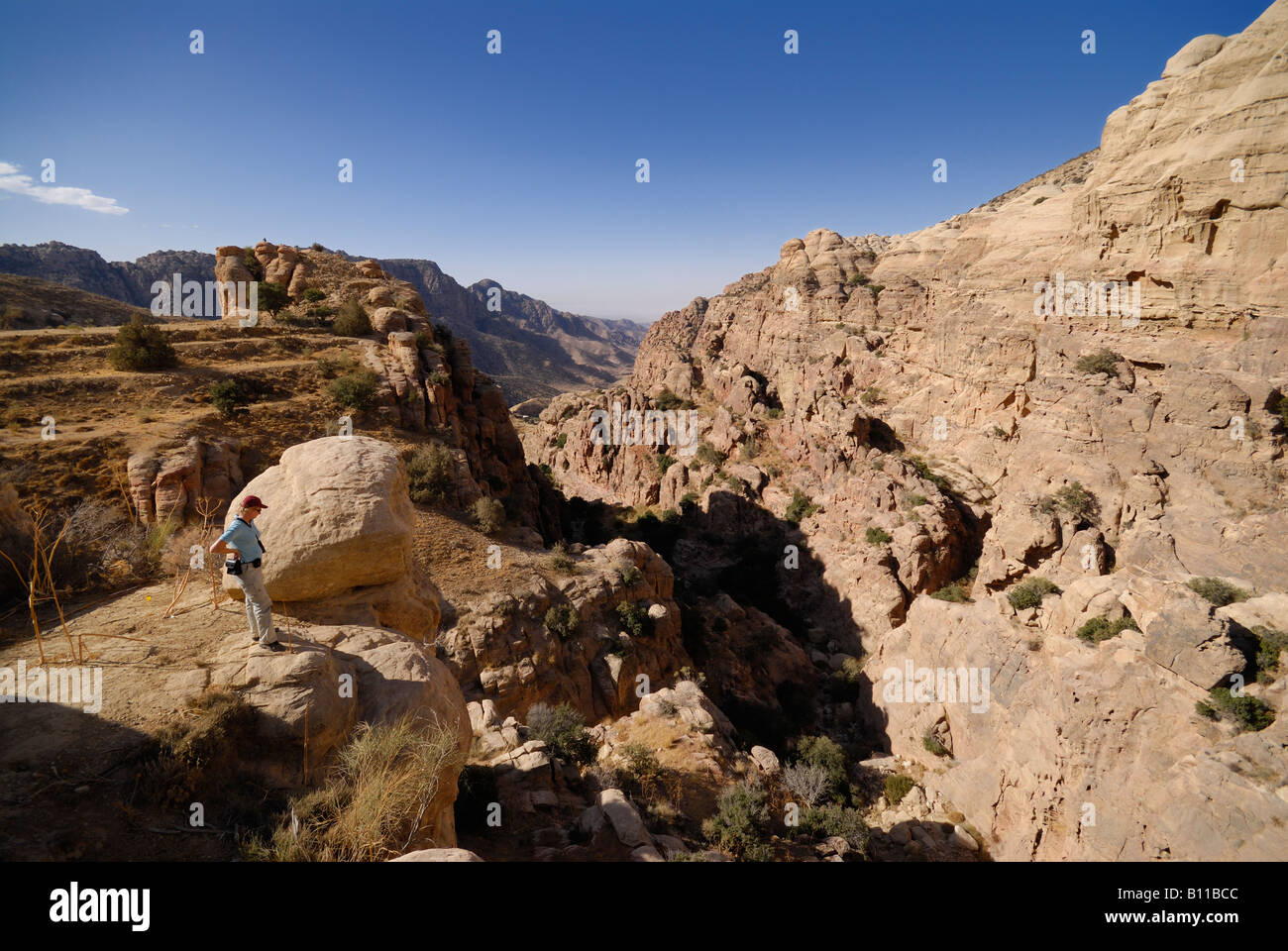 Paisaje rocoso en Dana Parque Nacional Saudita Jordania Foto de stock
