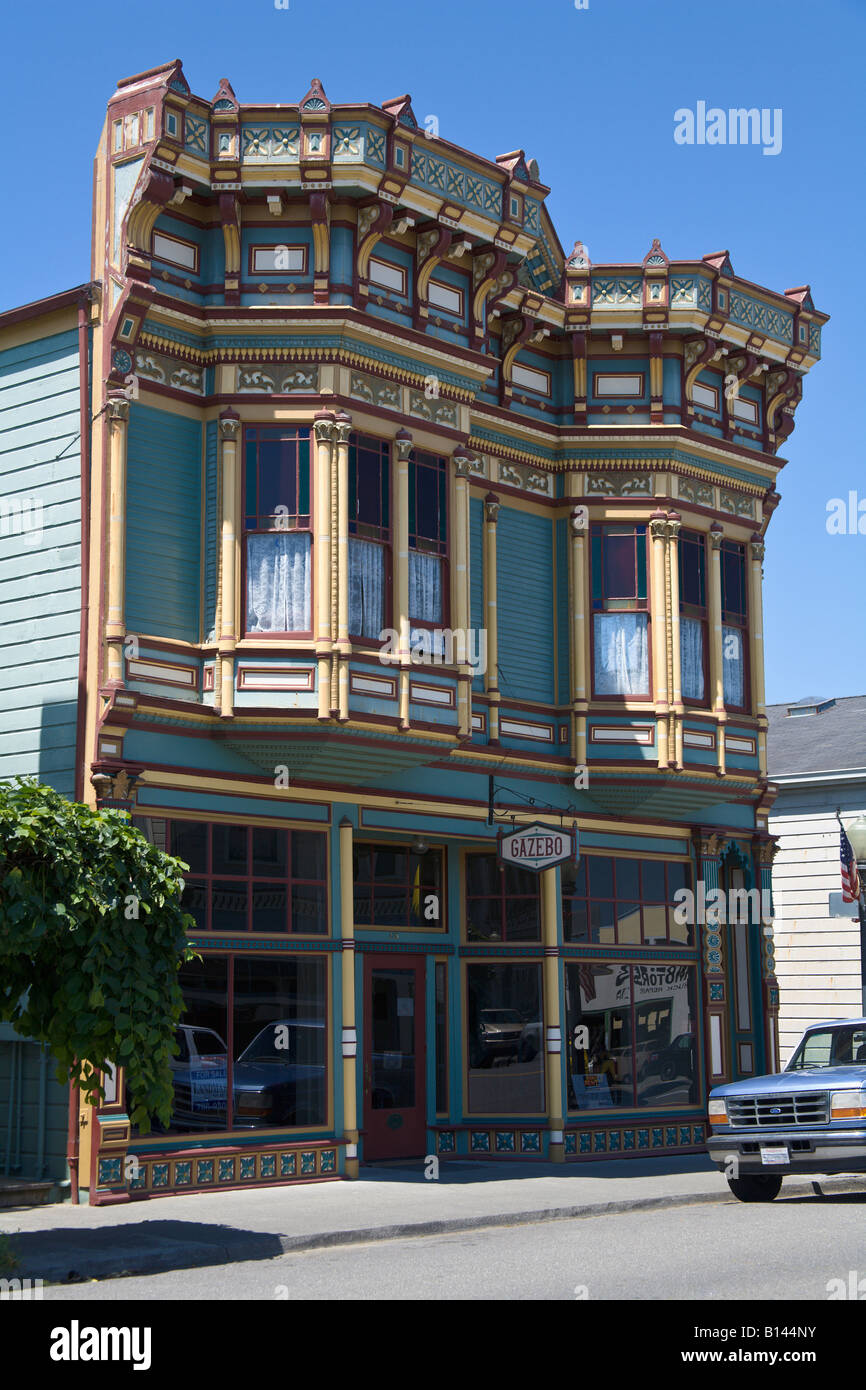 Edificio victoriano, el cenador, Ferndale, California, EE.UU. Foto de stock