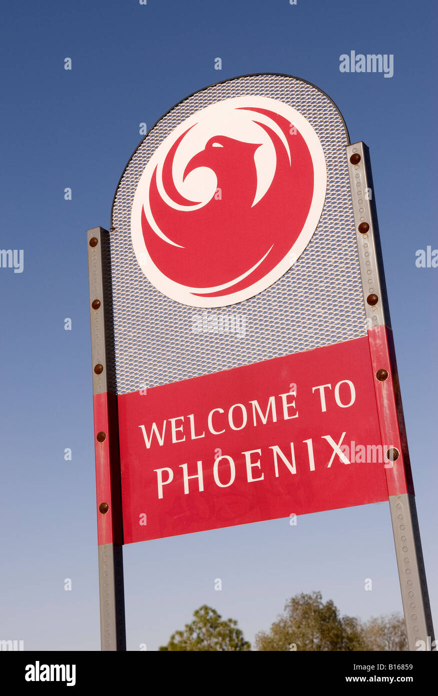 Bienvenido al signo de Phoenix, Arizona, EE.UU. Foto de stock