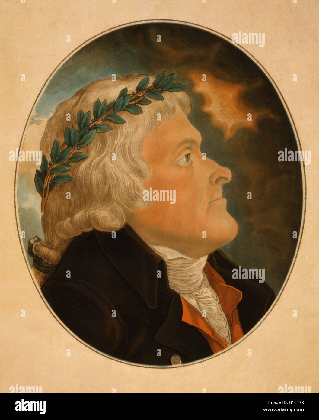Thomas Jefferson, 1743 - 1826. 3rd Presidente de Estados Unidos. Desde un aquatint de principios del siglo 19th. Foto de stock