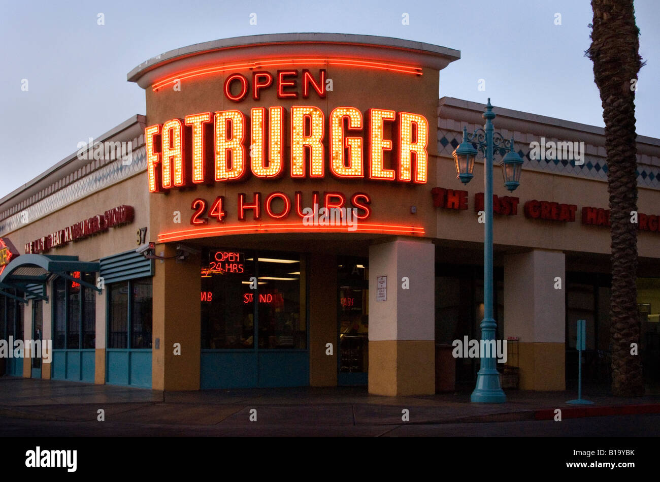 24 horas de American Burger restaurant en Las Vegas Fotografía de stock