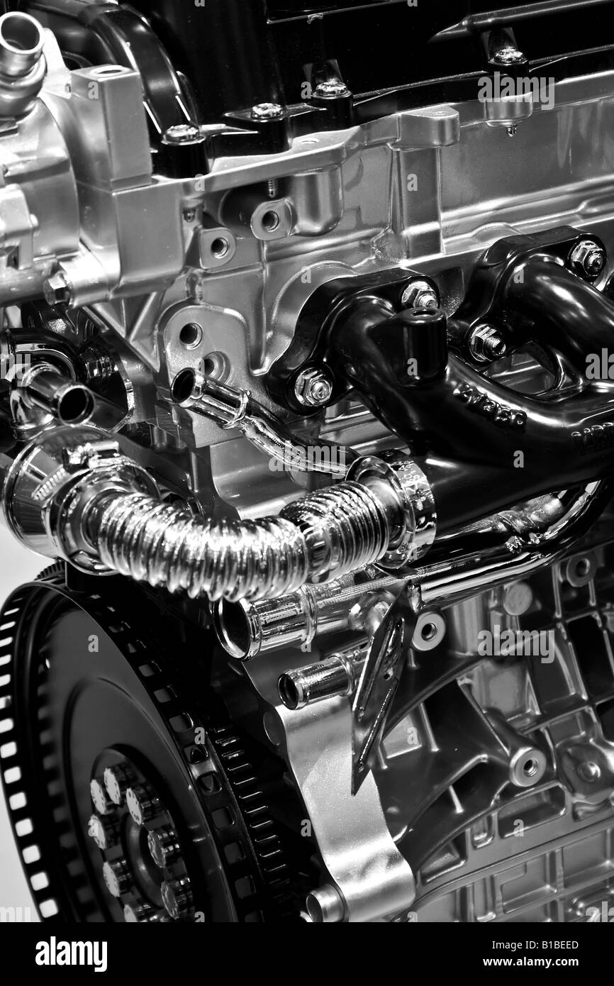 Parte de un motor de automóvil B&W Foto de stock
