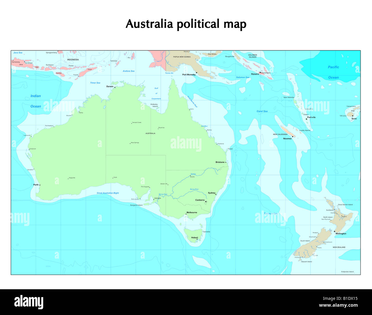 Mapa político de Australia Foto de stock