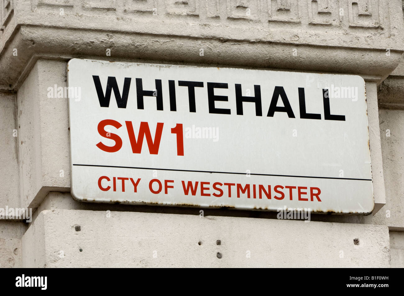 Whitehall SW1 firmar Foto de stock