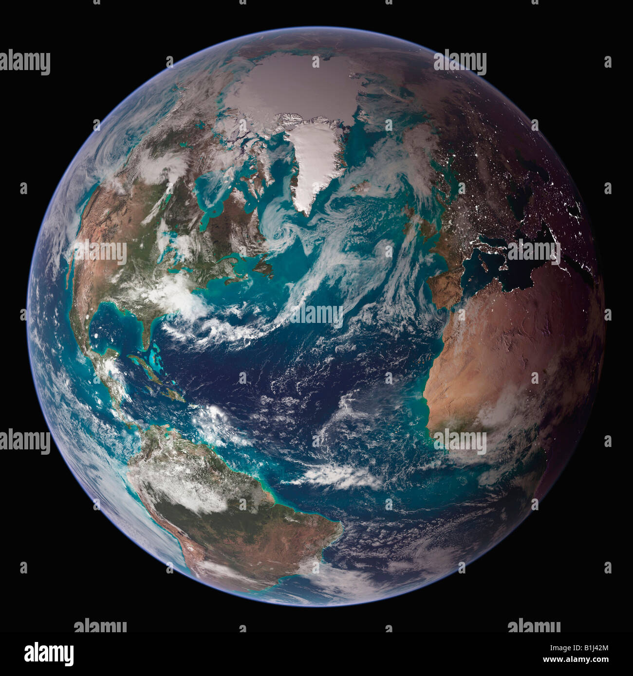 Vista de satélite de la tierra mostrando el Hemisferio Occidental Foto de stock