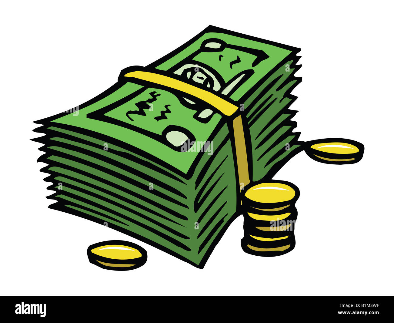 Ilustración de dibujos animados de monedas y dinero en efectivo Fotografía  de stock - Alamy