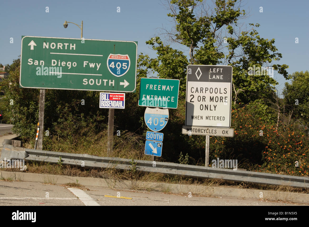 California Freeway 405 firmar Foto de stock