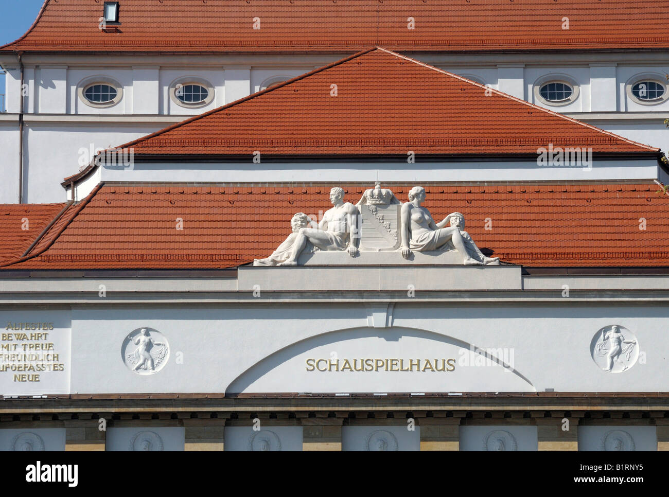 Schauspielhaus, teatro, Dresde, Sajonia, Alemania, Europa Foto de stock