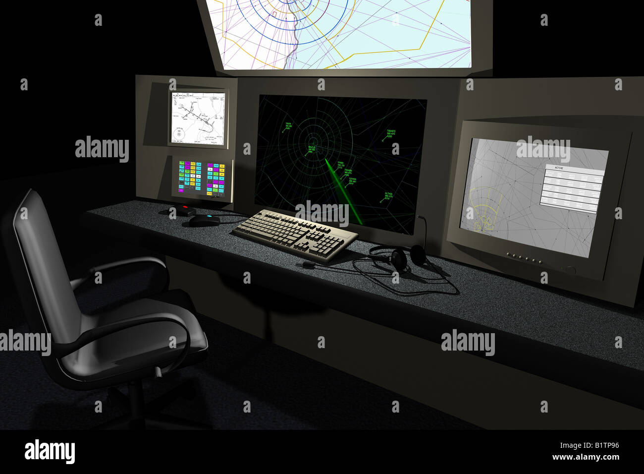 Un radar de Control de Tráfico Aéreo desatendida Console Fotografía de  stock - Alamy