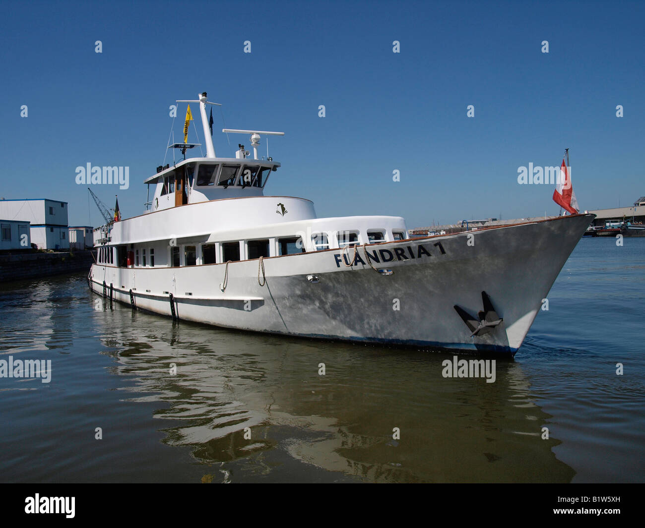 Flandria 1 crucero Yate usado para excursiones turísticas en el puerto de Amberes, Flandes, Bélgica Foto de stock