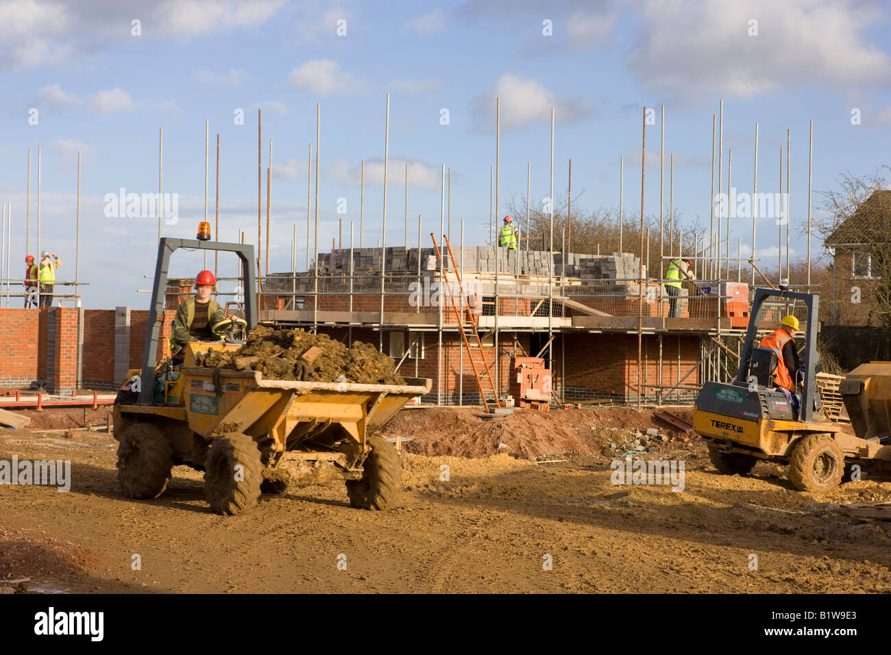 Construcción de una casa de 4 dormitorios unifamiliares Foto de stock