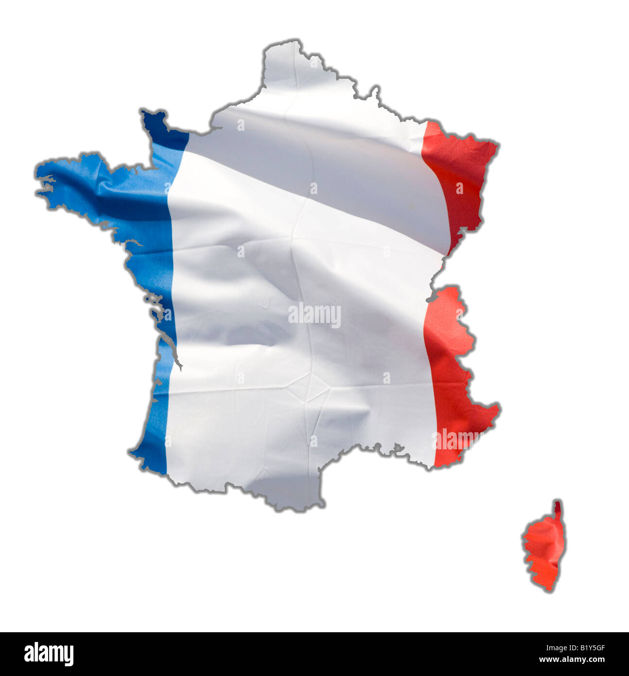 Esquema del mapa de Francia y Córcega Foto de stock