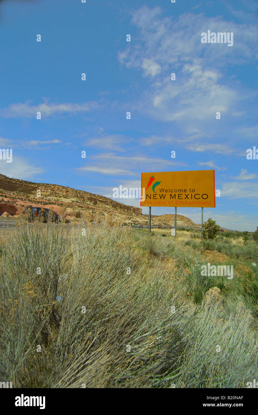 Bienvenido al signo del estado de Nuevo México Foto de stock