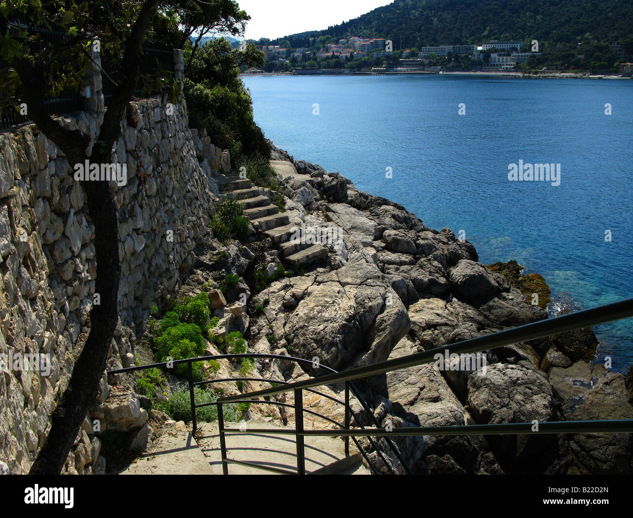 Bahía de Lapad, en la costa de Lapad de Dubrovnik, Croacia Foto de stock