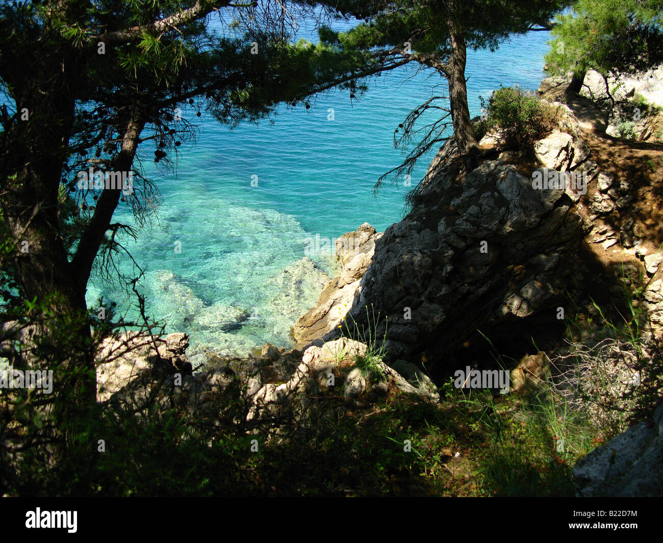 Bahía de Lapad, en la costa de Lapad de Dubrovnik, Croacia Foto de stock