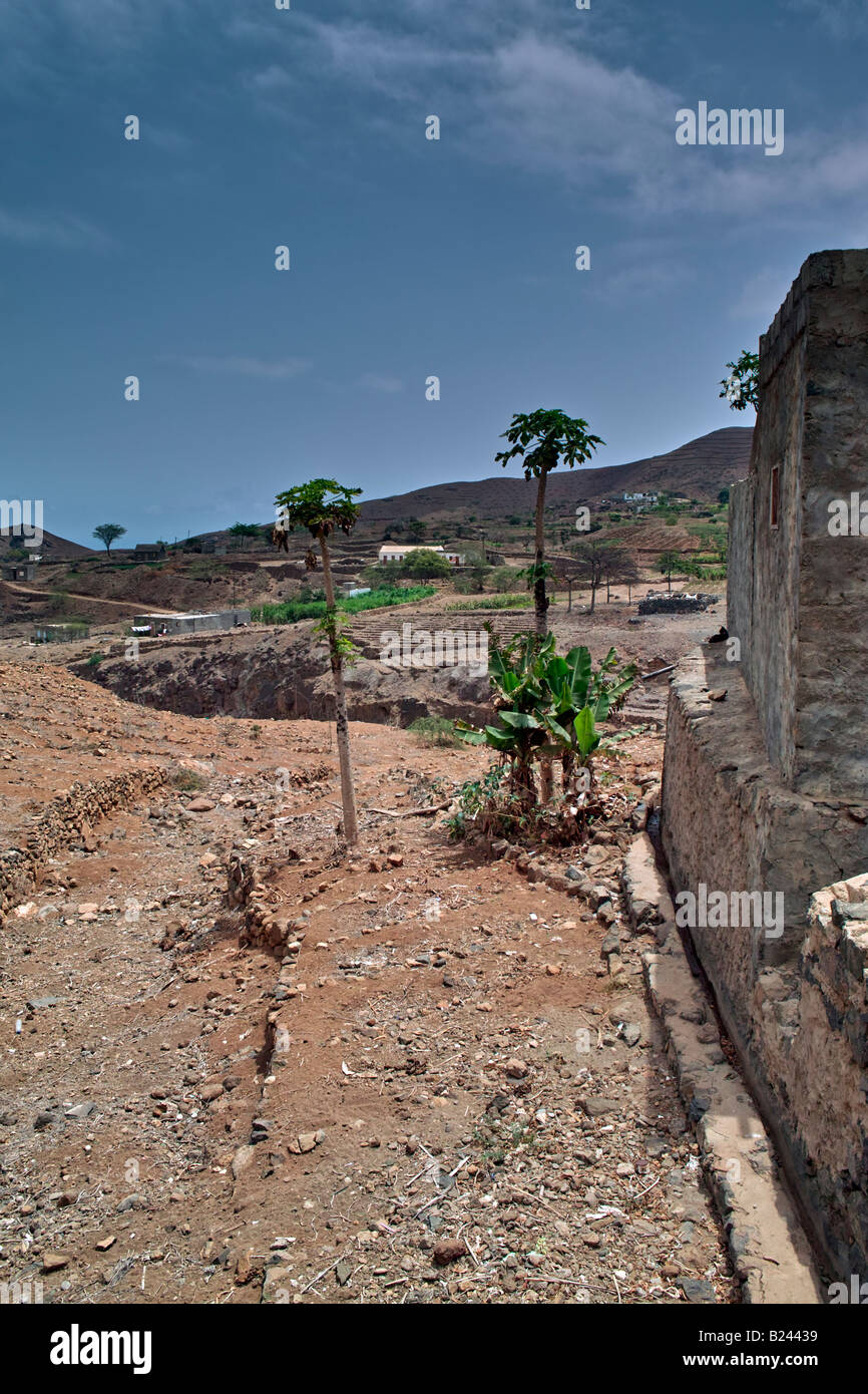La vista de la Ribeira da cruz en el norte de Santo Antão, Cabo Verde Foto de stock