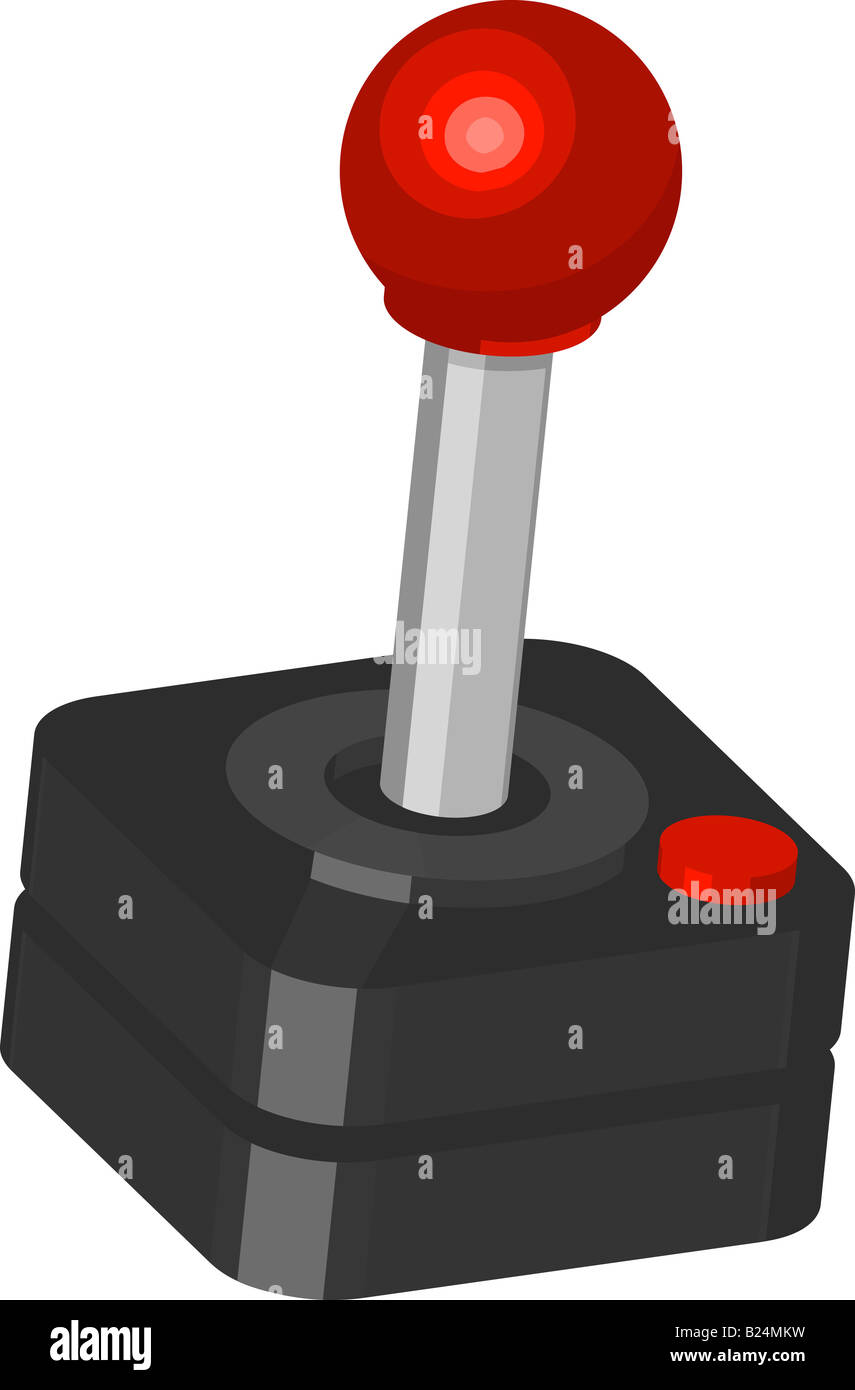 La palanca de mando. Ilustración de un clásico joystick del jugador. Foto de stock