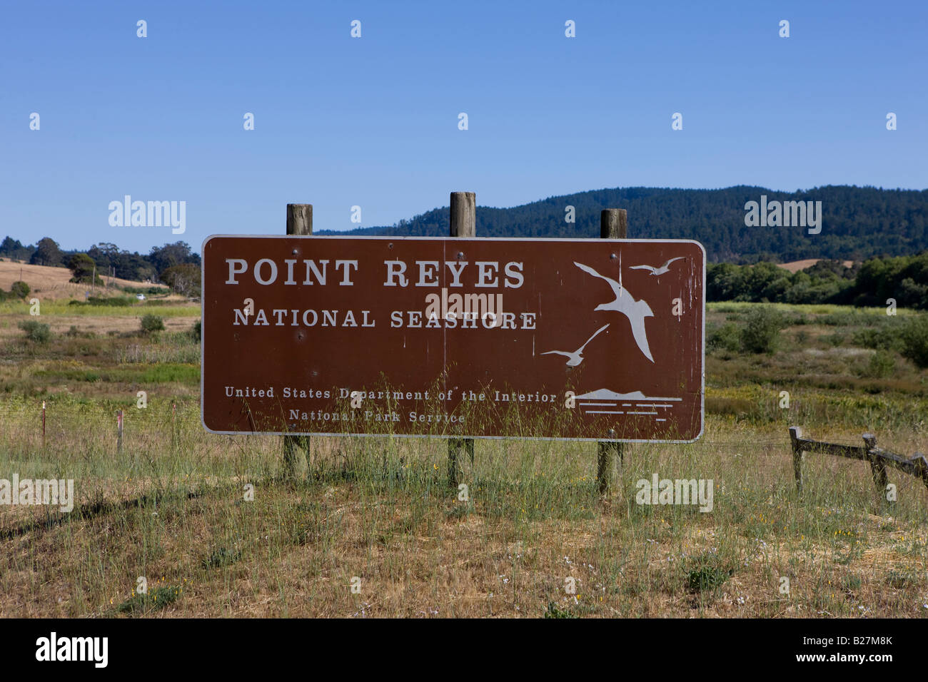 National Park Service cartel de bienvenida a Point Reyes National Seashore, al norte de San Francisco, California, EEUU. Foto de stock