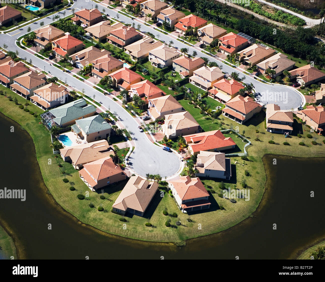 Vista aérea de el desarrollo de viviendas residenciales Foto de stock