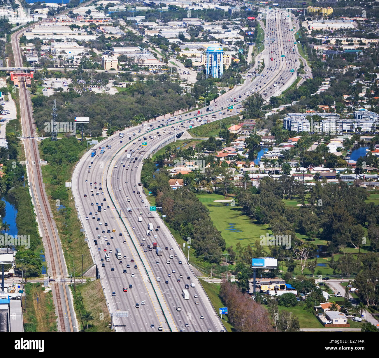 Vista aérea de la autopista, Florida, Estados Unidos Foto de stock