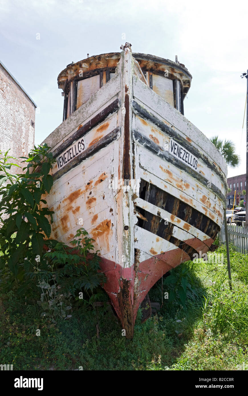 Camarones griegos originales barco Venezellos muestra en Florida Apalachicola Foto de stock