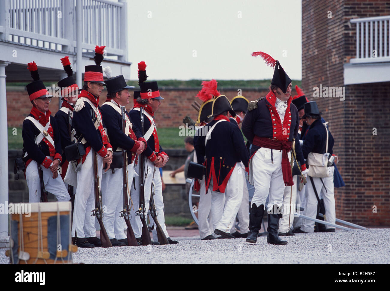 La recreacion historica de la guerra de 1812, el Star Spangled Banner día, Fort McHenry, Baltimore, Maryland Foto de stock