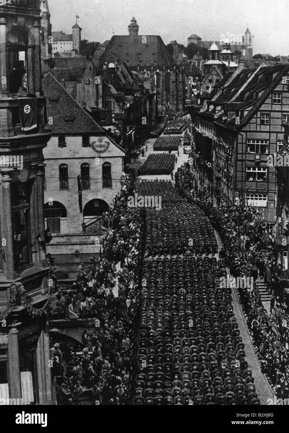 Nazismo / Nacionalsocialismo, Nuremberg Rallyes, 'Rallye De Gran Alemania', 5.9.1938 - 12.9.1938, Columna De Stormtroopers, , Foto de stock