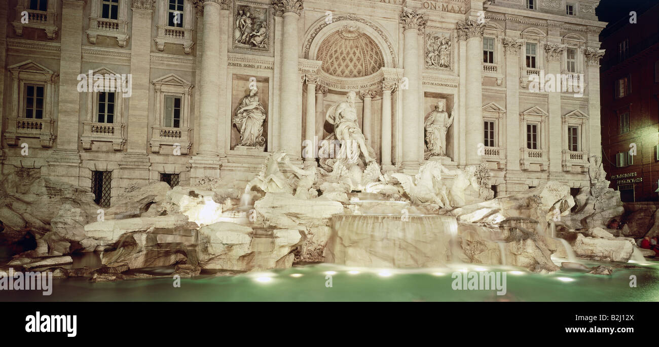 Geografía / viajes, Italia, Roma, la Fontana de Trevi, Piazza della Fontana di Trevi, lugar, plazas, plazas, Night Shot, Niccolo Sal Foto de stock