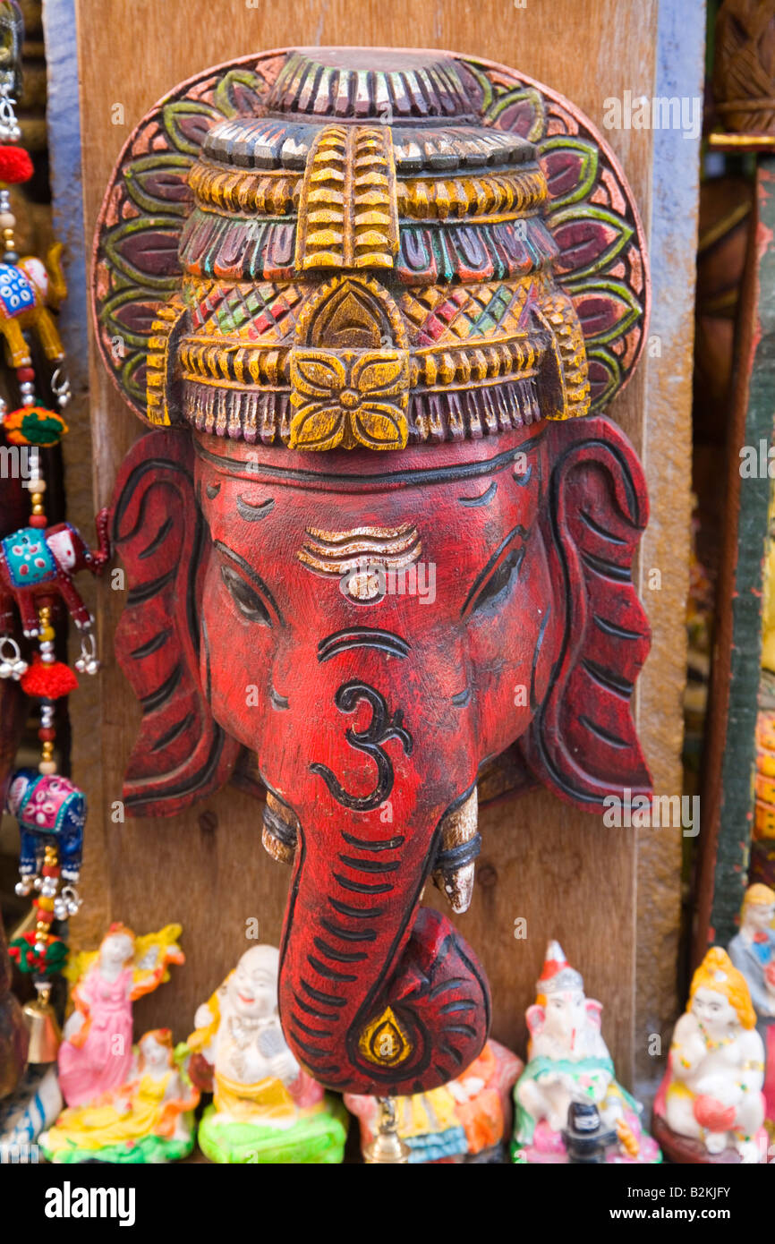 La India Rajasthan Jaisalmer tallado en madera del dios hindú Ghanesa 2008 Foto de stock