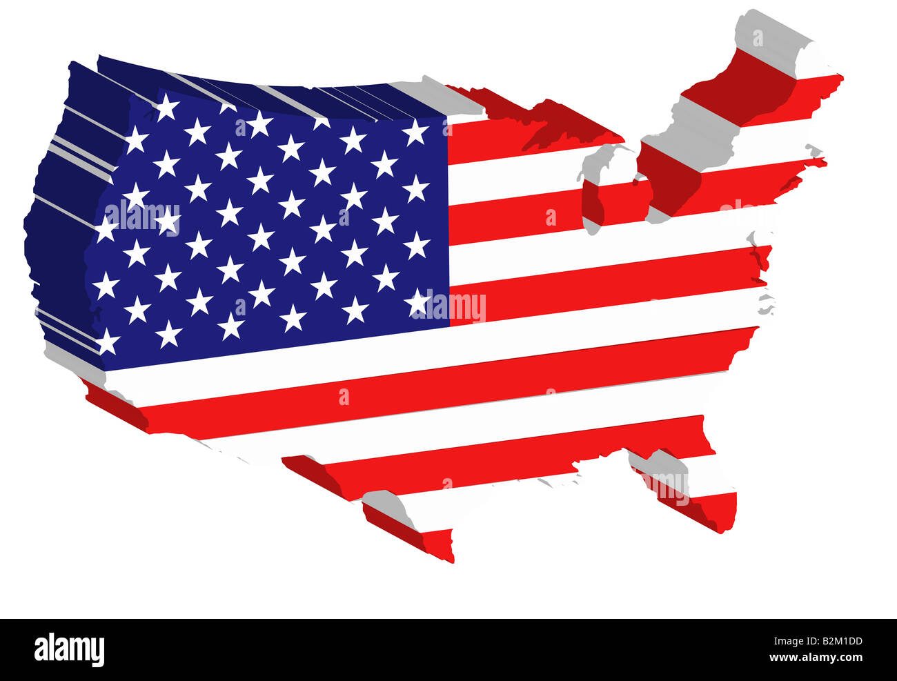 Mapa y bandera de EE.UU. Foto de stock