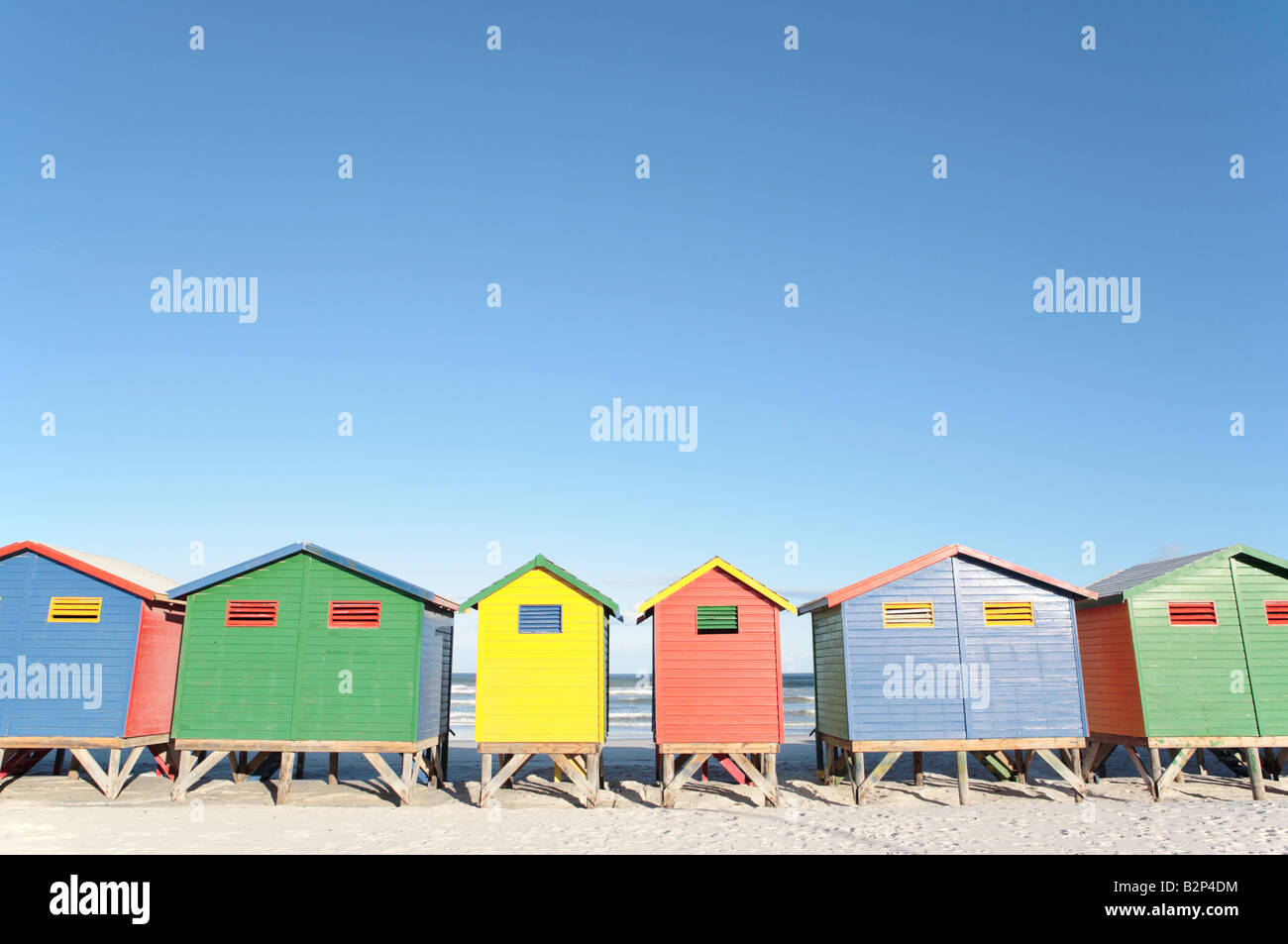 Cabañas de playa, Muizenberg, Sudáfrica Foto de stock