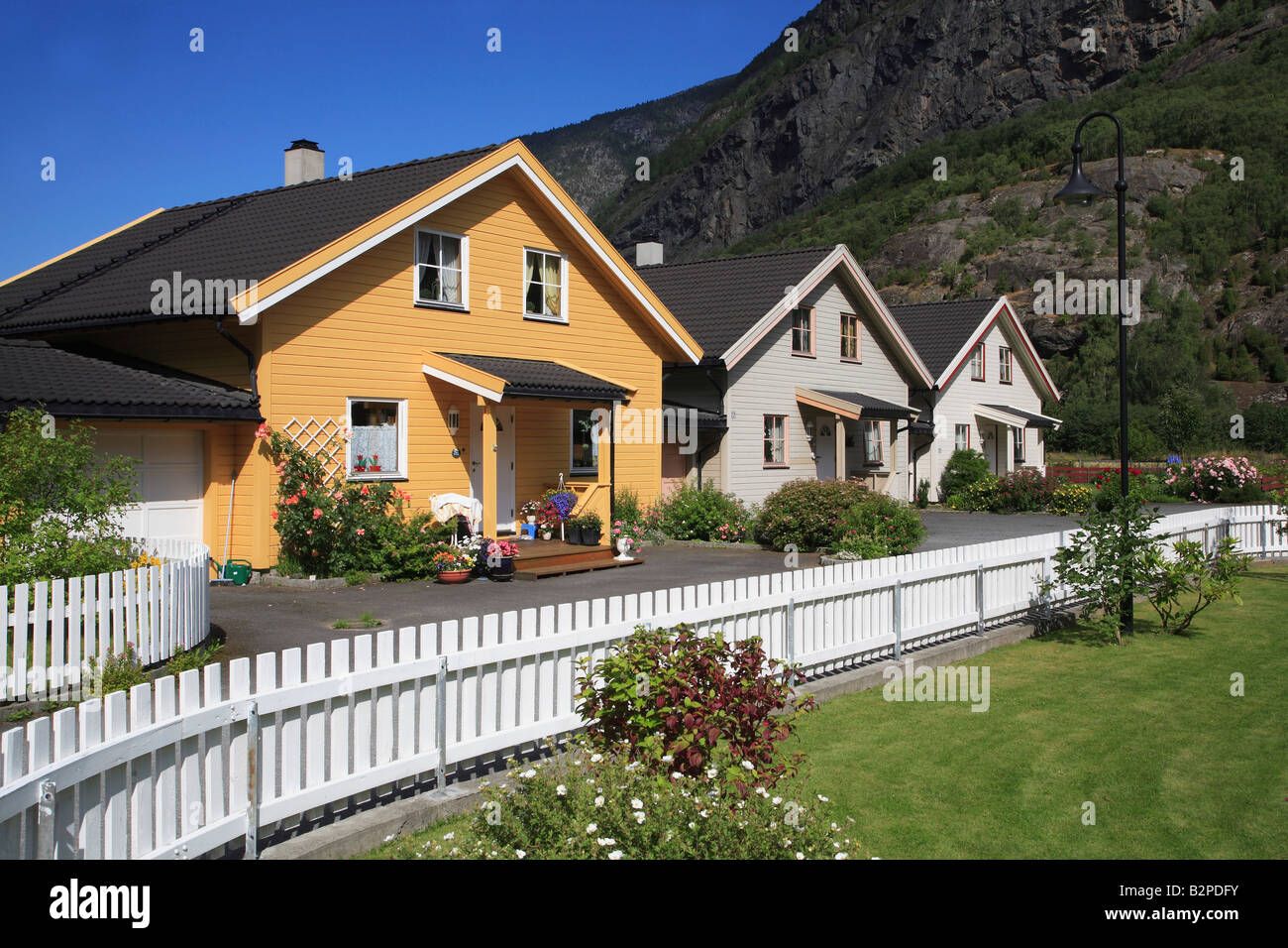 Noruega Laerdal casas típicas Foto de stock