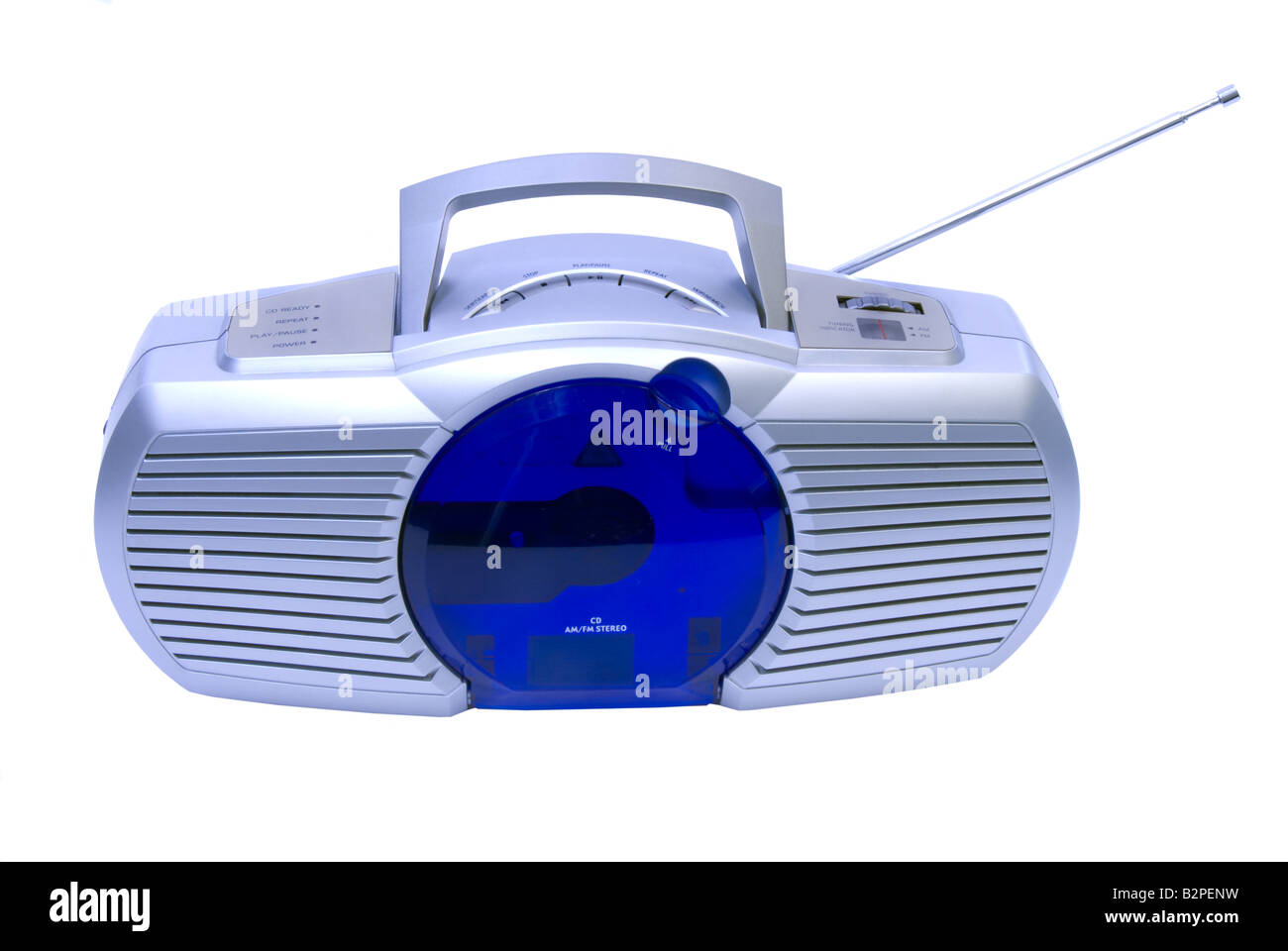 Un moderno reproductor cd radio am/fm aislado en blanco Foto de stock