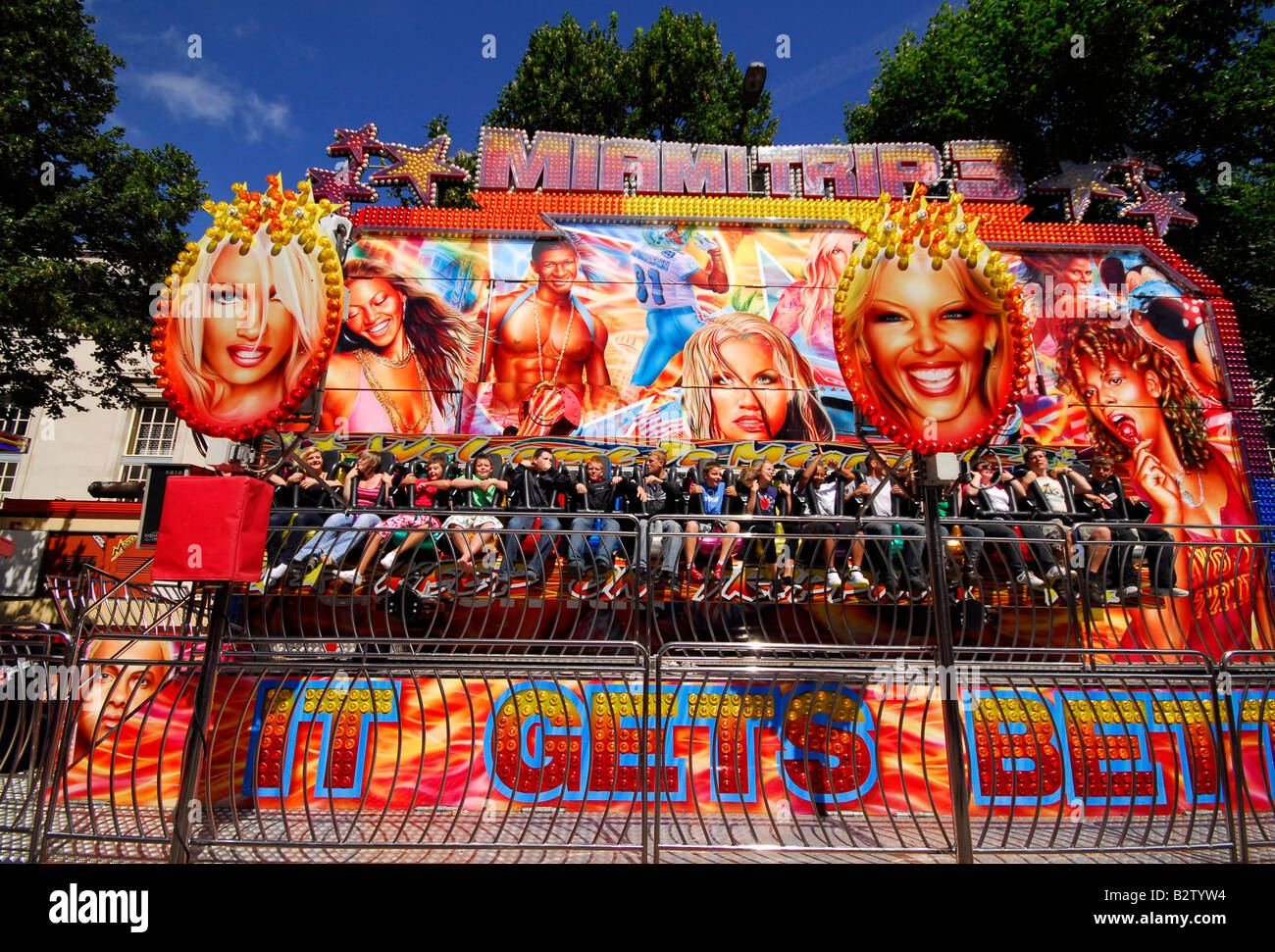 El columpio grande fun fair ride Miami Viaje 3 Foto de stock