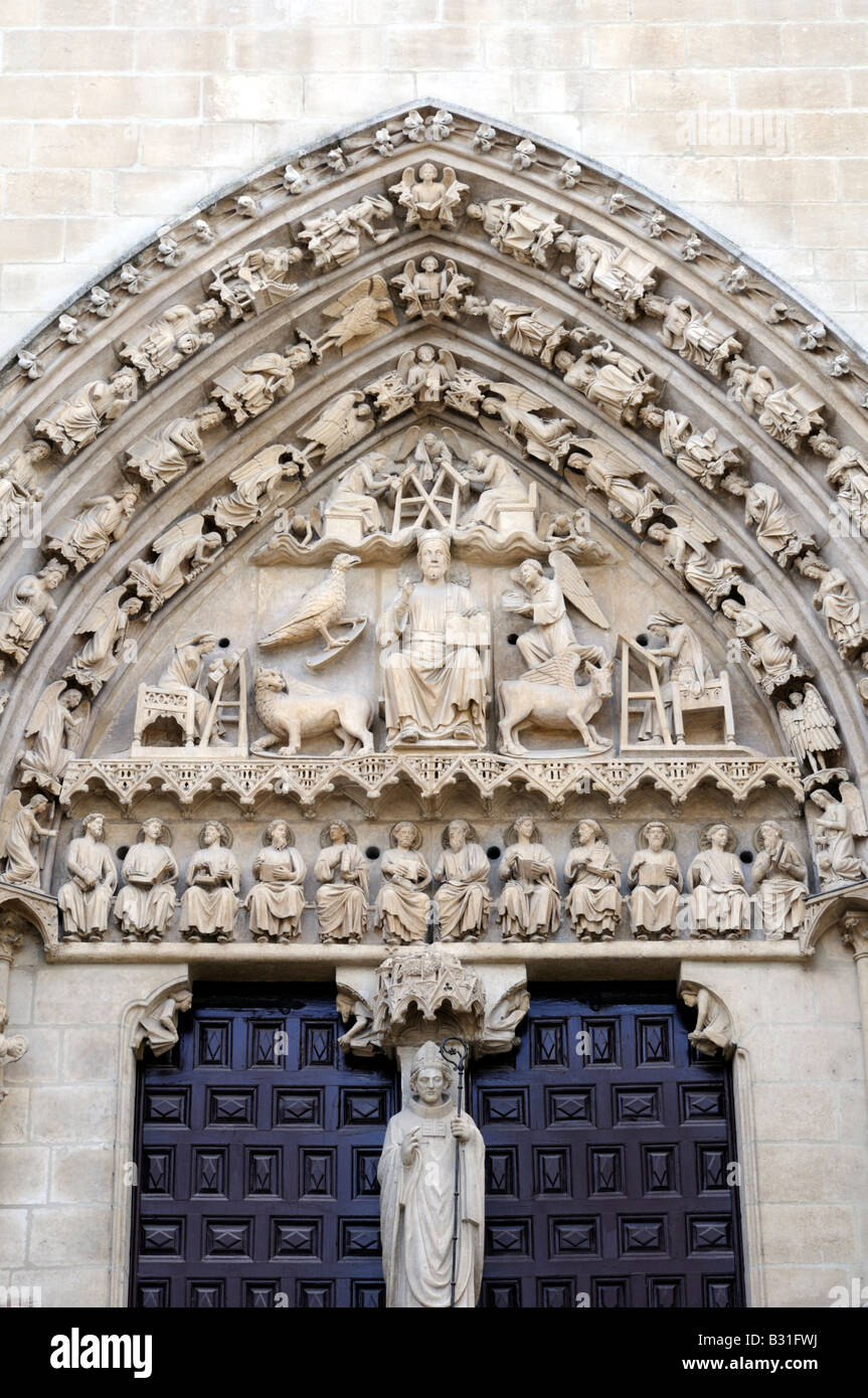 Puerta del Sarmental (siglo xiii), la Catedral de Burgos, Burgos, Castilla y León, España Foto de stock
