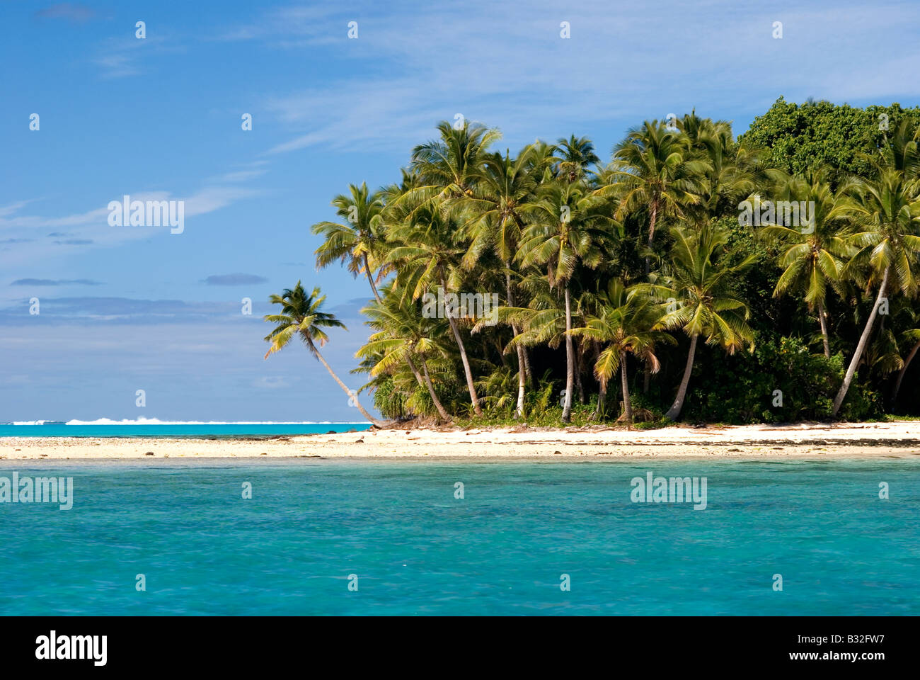 Escena de la laguna de Aitutaki, Islas Cook Foto de stock