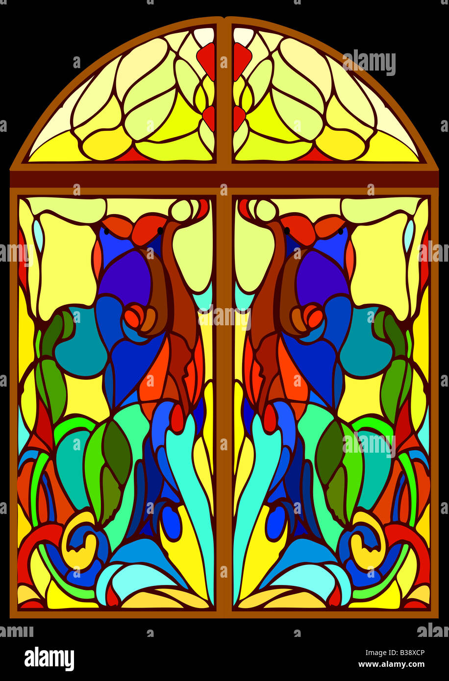 Ventana-vitral de vidrio de color. El profesional sketch Fotografía de  stock - Alamy