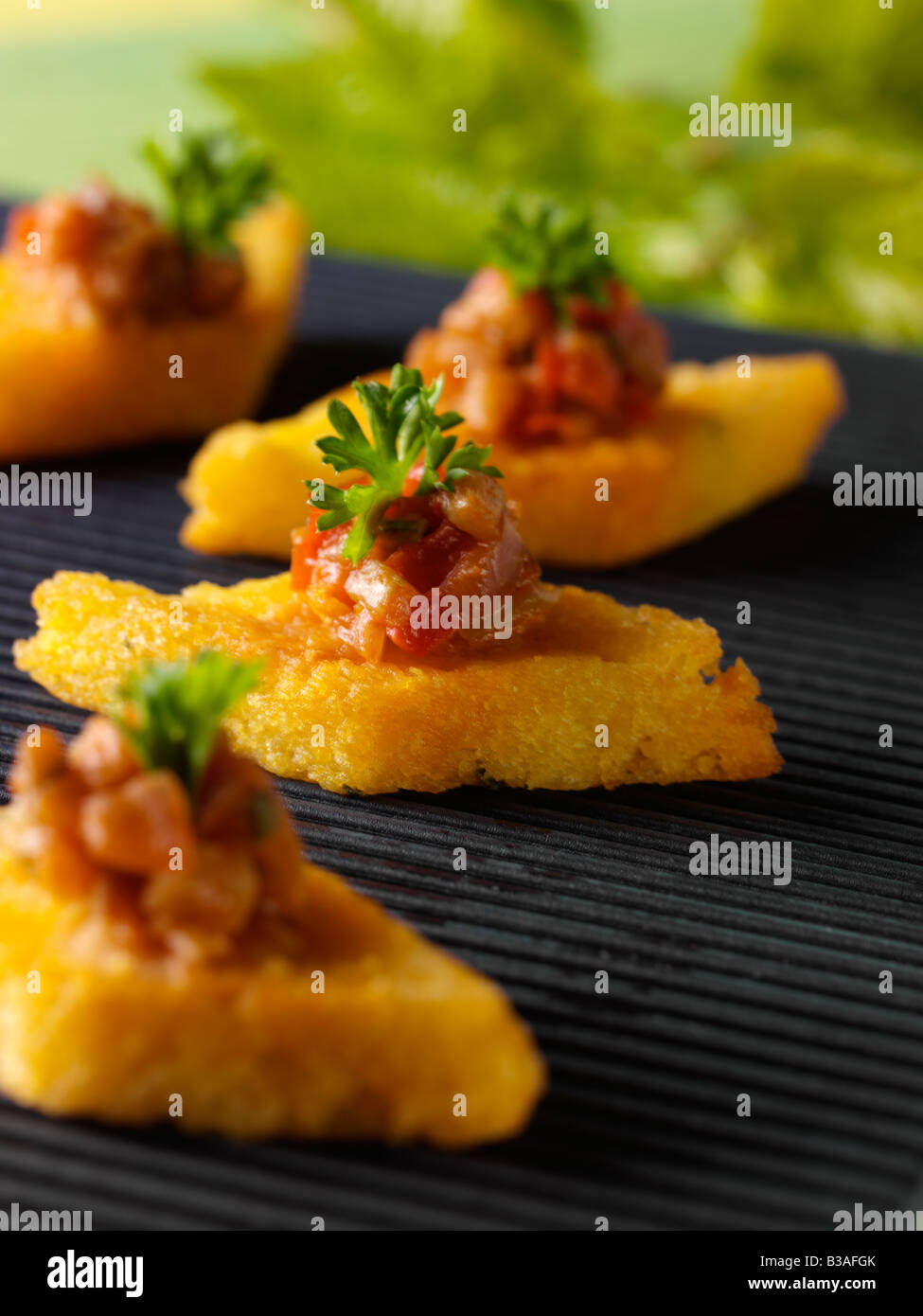 Polenta ratatouille Canapés gourmet food editorial Fotografía de stock -  Alamy