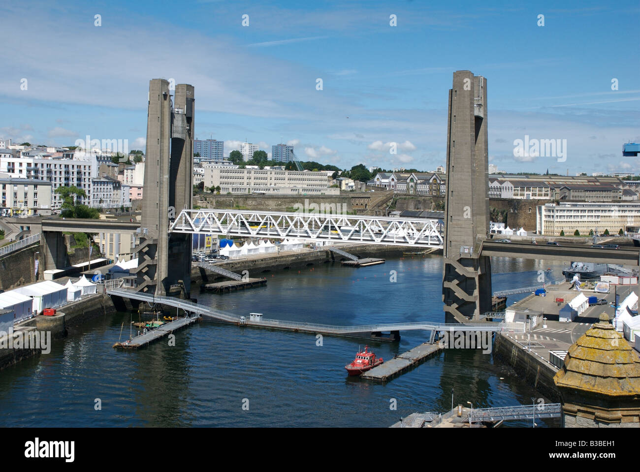 Puente de Recouvrance - el puente levadizo más grande en Europa, Brest, Francia Foto de stock