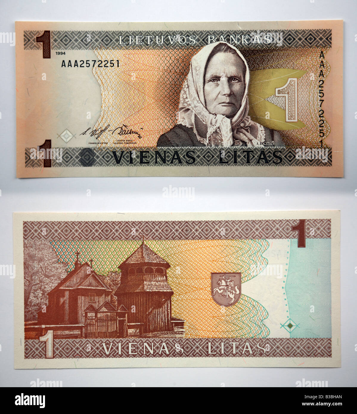 Los billetes de banco de Lituania. Moneda lituana litas Fotografía de