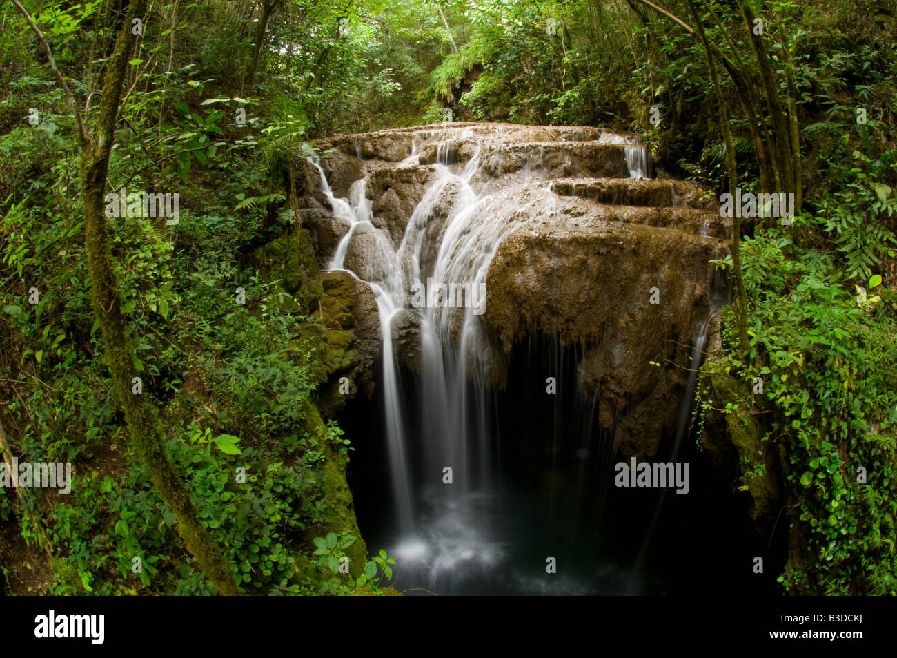 Arroyo y cascada en la selva tropical en el estado de Mato Grosso do Sul, Brasil Foto de stock