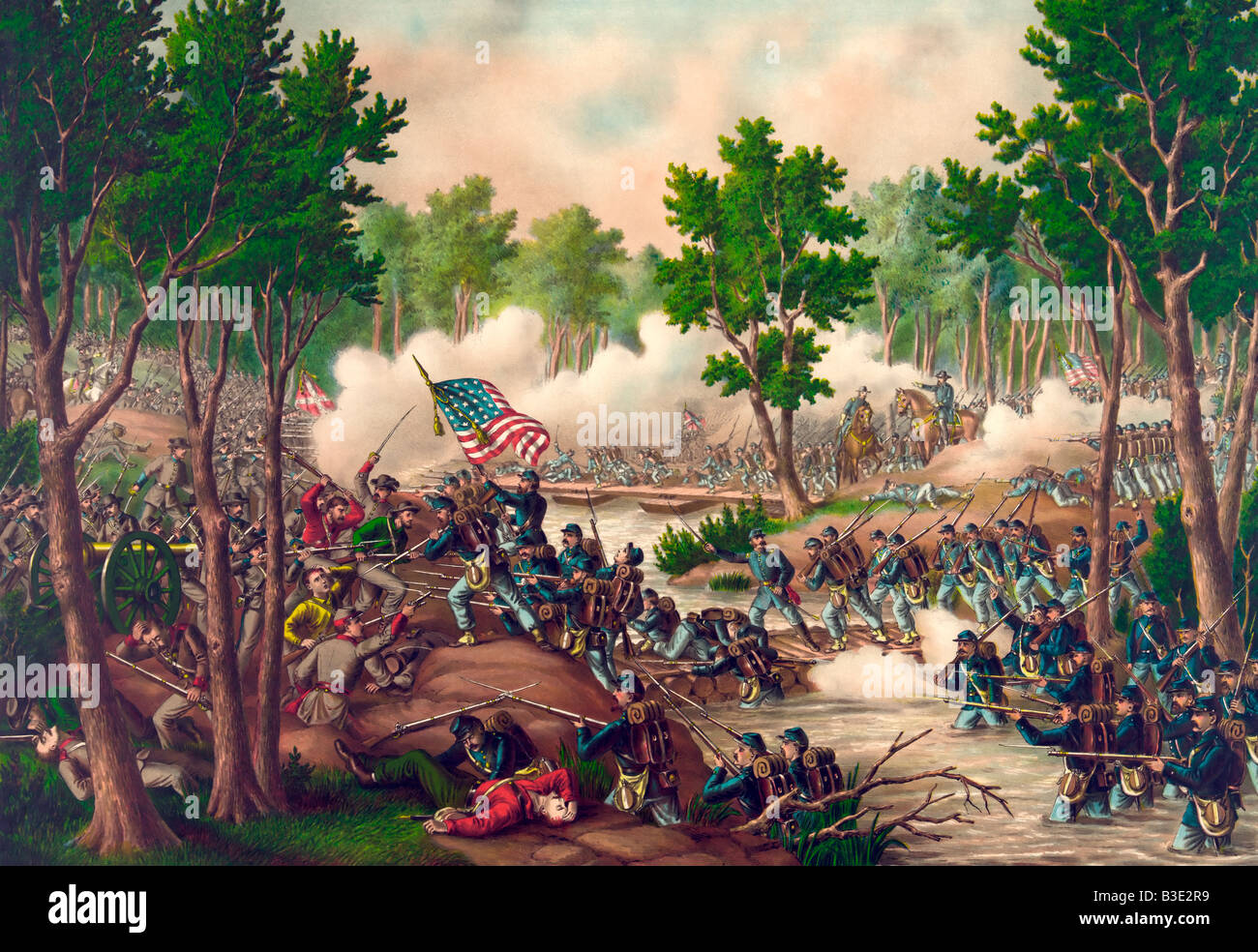 La batalla de Spotsylvania va del 8 al 18 de mayo de 1864, en la Guerra Civil americana Foto de stock