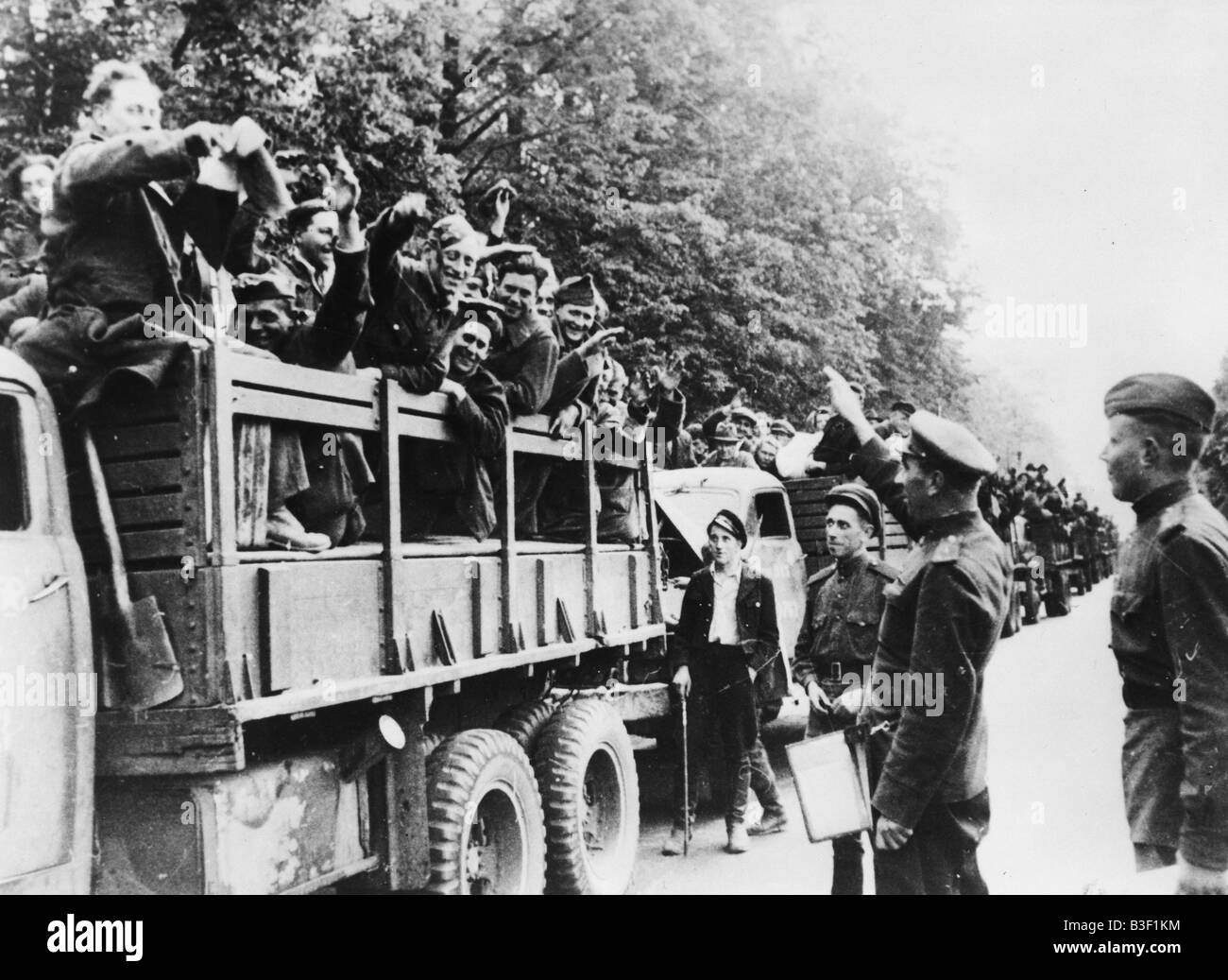 WW2/Fin de la guerra y los prisioneros de guerra. Foto de stock