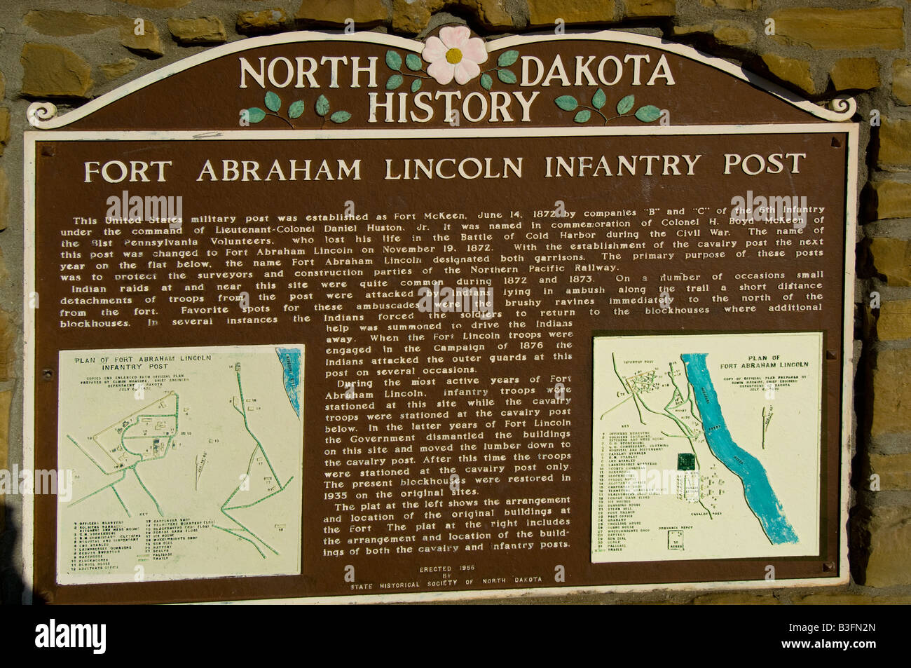 Signo que describen la historia de Fort Abraham Lincoln State Park